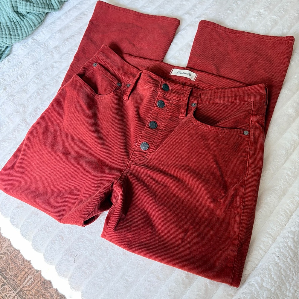 Madewell Corduroy Cali Demi Boot jeans red flare